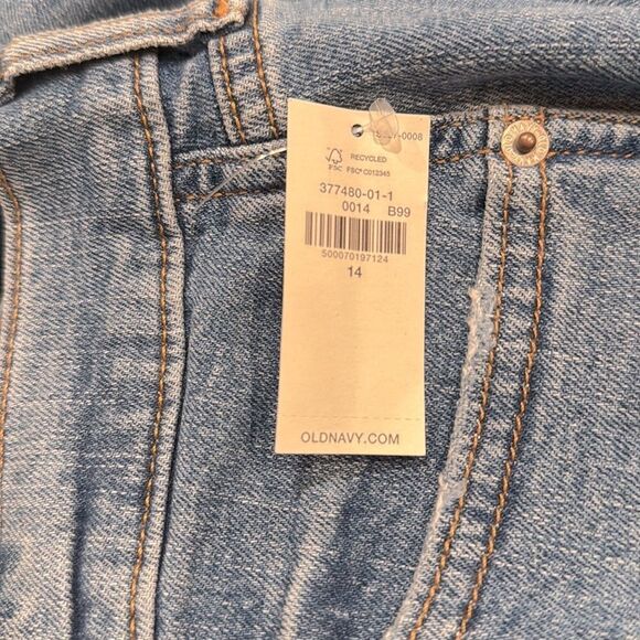 Old Navy Blue Mid Rise Boyfriend Factory Distressed Cotton Denim Shorts NEW - Picture 15 of 16